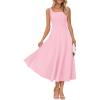 MEROKEETY Women’s 2026 Summer Sleeveless Midi Dress Square Neck Smocked Flowy A Line Beach Dresses(Light Pink)