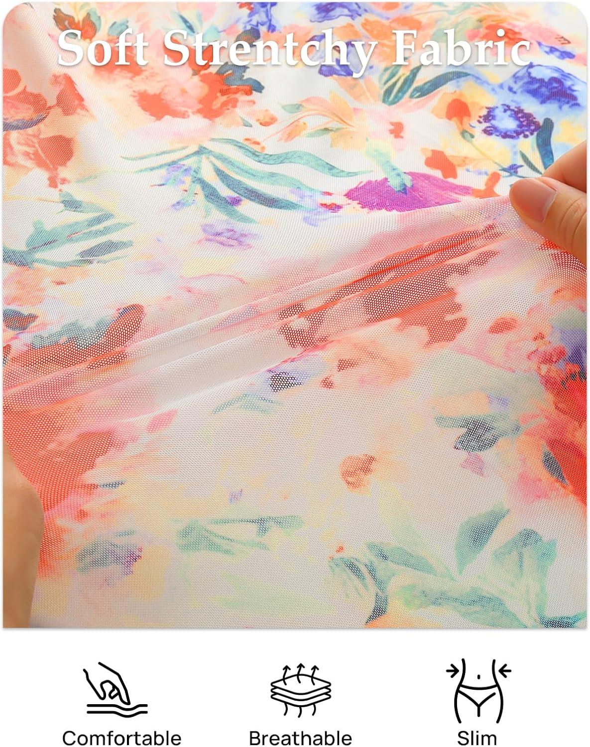imageMEROKEETY Women Summer Floral Maxi Dress 2026 Spring Mesh Short Sleeve Flowy Wedding Guest Beach Long DressesWhite