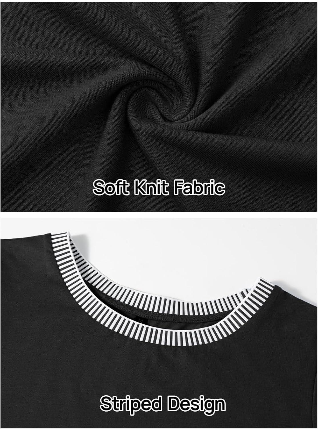 imageMEROKEETY Womens 2025 Summer Casual Maxi Dress Spring Beach Vacation Short Sleeve Crewneck Split Midi T Shirt DressesBlack