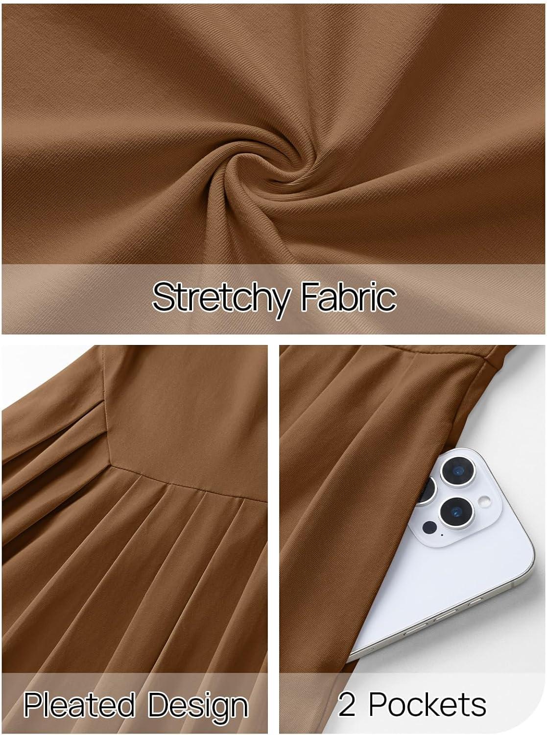 imageMEROKEETY Womens Fall Long Sleeve Wedding Guest Dresses 2025 One Shoulder Elegant Formal Pleated Midi Maxi DressBrown