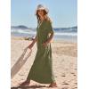 MEROKEETY Summer Spring Maxi Dresses for Women 2026 Beach Vacation Casual Short Sleeve Long T Shirt Sundress with Pockets(Armygreen)
