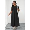 MEROKEETY Summer Spring Maxi Dresses for Women 2026 Beach Vacation Casual Short Sleeve Long T Shirt Sundress with Pockets(Black)