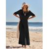 MEROKEETY Summer Spring Maxi Dresses for Women 2026 Beach Vacation Casual Short Sleeve Long T Shirt Sundress with Pockets(Black)