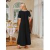 MEROKEETY Summer Spring Maxi Dresses for Women 2026 Beach Vacation Casual Short Sleeve Long T Shirt Sundress with Pockets(Blackcombo)
