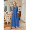 MEROKEETY Summer Spring Maxi Dresses for Women 2026 Beach Vacation Casual Short Sleeve Long T Shirt Sundress with Pockets(Blue)