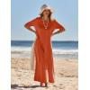 MEROKEETY Summer Spring Maxi Dresses for Women 2026 Beach Vacation Casual Short Sleeve Long T Shirt Sundress with Pockets(Brickred)