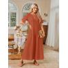 MEROKEETY Summer Spring Maxi Dresses for Women 2026 Beach Vacation Casual Short Sleeve Long T Shirt Sundress with Pockets(Caramel)