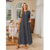 MEROKEETY Summer Spring Maxi Dresses for Women 2026 Beach Vacation Casual Short Sleeve Long T Shirt Sundress with Pockets(Charcoal)