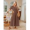MEROKEETY Summer Spring Maxi Dresses for Women 2026 Beach Vacation Casual Short Sleeve Long T Shirt Sundress with Pockets(Coffee)