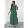MEROKEETY Summer Spring Maxi Dresses for Women 2026 Beach Vacation Casual Short Sleeve Long T Shirt Sundress with Pockets(Darkgreen)
