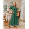 MEROKEETY Summer Spring Maxi Dresses for Women 2026 Beach Vacation Casual Short Sleeve Long T Shirt Sundress with Pockets(Darkgreen)