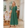 MEROKEETY Summer Spring Maxi Dresses for Women 2026 Beach Vacation Casual Short Sleeve Long T Shirt Sundress with Pockets(Darkgreen)