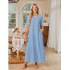 MEROKEETY Summer Spring Maxi Dresses for Women 2026 Beach Vacation Casual Short Sleeve Long T Shirt Sundress with Pockets(Dustyblue)