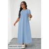 MEROKEETY Summer Spring Maxi Dresses for Women 2026 Beach Vacation Casual Short Sleeve Long T Shirt Sundress with Pockets(Dustyblue)