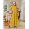 MEROKEETY Summer Spring Maxi Dresses for Women 2026 Beach Vacation Casual Short Sleeve Long T Shirt Sundress with Pockets(Ginger)