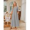 MEROKEETY Summer Spring Maxi Dresses for Women 2026 Beach Vacation Casual Short Sleeve Long T Shirt Sundress with Pockets(Heathergrey)