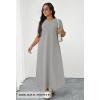 MEROKEETY Summer Spring Maxi Dresses for Women 2026 Beach Vacation Casual Short Sleeve Long T Shirt Sundress with Pockets(Heathergrey)