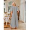 MEROKEETY Summer Spring Maxi Dresses for Women 2026 Beach Vacation Casual Short Sleeve Long T Shirt Sundress with Pockets(Heathergrey)