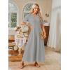 MEROKEETY Summer Spring Maxi Dresses for Women 2026 Beach Vacation Casual Short Sleeve Long T Shirt Sundress with Pockets(Heathergrey)