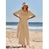 MEROKEETY Summer Spring Maxi Dresses for Women 2026 Beach Vacation Casual Short Sleeve Long T Shirt Sundress with Pockets(Khaki)