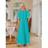 MEROKEETY Summer Spring Maxi Dresses for Women 2026 Beach Vacation Casual Short Sleeve Long T Shirt Sundress with Pockets(Lakegreen)