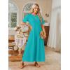 MEROKEETY Summer Spring Maxi Dresses for Women 2026 Beach Vacation Casual Short Sleeve Long T Shirt Sundress with Pockets(Lakegreen)