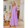 MEROKEETY Summer Spring Maxi Dresses for Women 2026 Beach Vacation Casual Short Sleeve Long T Shirt Sundress with Pockets(Lavender)