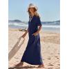 MEROKEETY Summer Spring Maxi Dresses for Women 2026 Beach Vacation Casual Short Sleeve Long T Shirt Sundress with Pockets(Navy)