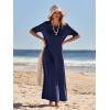 MEROKEETY Summer Spring Maxi Dresses for Women 2026 Beach Vacation Casual Short Sleeve Long T Shirt Sundress with Pockets(Navy)