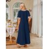 MEROKEETY Summer Spring Maxi Dresses for Women 2026 Beach Vacation Casual Short Sleeve Long T Shirt Sundress with Pockets(Navycombo)