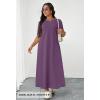 MEROKEETY Summer Spring Maxi Dresses for Women 2026 Beach Vacation Casual Short Sleeve Long T Shirt Sundress with Pockets(Purple)