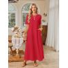 MEROKEETY Summer Spring Maxi Dresses for Women 2026 Beach Vacation Casual Short Sleeve Long T Shirt Sundress with Pockets(Red)
