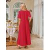 MEROKEETY Summer Spring Maxi Dresses for Women 2026 Beach Vacation Casual Short Sleeve Long T Shirt Sundress with Pockets(Red)
