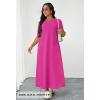 MEROKEETY Summer Spring Maxi Dresses for Women 2026 Beach Vacation Casual Short Sleeve Long T Shirt Sundress with Pockets(Rose)
