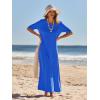 MEROKEETY Summer Spring Maxi Dresses for Women 2026 Beach Vacation Casual Short Sleeve Long T Shirt Sundress with Pockets(Royalblue)