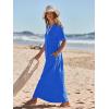 MEROKEETY Summer Spring Maxi Dresses for Women 2026 Beach Vacation Casual Short Sleeve Long T Shirt Sundress with Pockets(Royalblue)