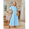 MEROKEETY Summer Spring Maxi Dresses for Women 2026 Beach Vacation Casual Short Sleeve Long T Shirt Sundress with Pockets(Skyblue)