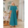 MEROKEETY Summer Spring Maxi Dresses for Women 2026 Beach Vacation Casual Short Sleeve Long T Shirt Sundress with Pockets(Teal)