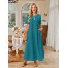 MEROKEETY Summer Spring Maxi Dresses for Women 2026 Beach Vacation Casual Short Sleeve Long T Shirt Sundress with Pockets(Teal)