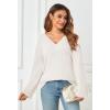 MEROKEETY Sweaters for Women Fall 2026 V Neck Oversized Cozy Chunky Knit Long Sleeve Fuzzy Fleece Pullover Winter Outfits(Beige)