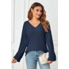 MEROKEETY Sweaters for Women Fall 2026 V Neck Oversized Cozy Chunky Knit Long Sleeve Fuzzy Fleece Pullover Winter Outfits(Navy)