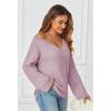 MEROKEETY Sweaters for Women Fall 2026 V Neck Oversized Cozy Chunky Knit Long Sleeve Fuzzy Fleece Pullover Winter Outfits(Taro)
