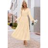 MEROKEETY Winter Spring Midi Dresses for Women 2026 Casual Vacation Long Sleeve V Neck Tiered Cotton Maxi Dress Pockets(Beige)