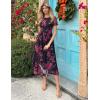 MEROKEETY Women’ Summer Floral Maxi Dress 2026 Spring Mesh Short Sleeve Flowy Wedding Guest Beach Long Dresses(Black)