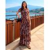 MEROKEETY Women’ Summer Floral Maxi Dress 2026 Spring Mesh Short Sleeve Flowy Wedding Guest Beach Long Dresses(Brown)