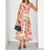 MEROKEETY Women’ Summer Floral Maxi Dress 2026 Spring Mesh Short Sleeve Flowy Wedding Guest Beach Long Dresses(White)