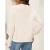 MEROKEETY Women’s 2025 Fall Floral Sweater Cute Long Lantern Sleeve Crewneck Knit Pullover Tops(Beige)