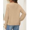 MEROKEETY Women’s 2025 Fall Floral Sweater Cute Long Lantern Sleeve Crewneck Knit Pullover Tops(Khaki)