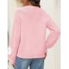 MEROKEETY Women’s 2025 Fall Floral Sweater Cute Long Lantern Sleeve Crewneck Knit Pullover Tops(Pink)