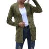 MEROKEETY Women’s 2025 Fall Long Sleeve Cable Knit Sweater Open Front Cardigan Button Loose Outerwear(Army Green)